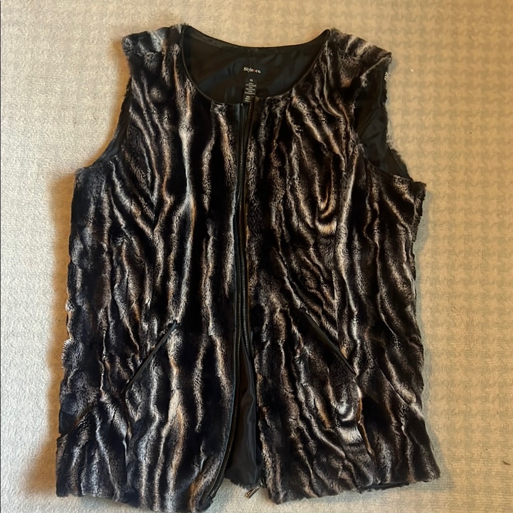 Style & Co Faux Fur Vest with Zipper